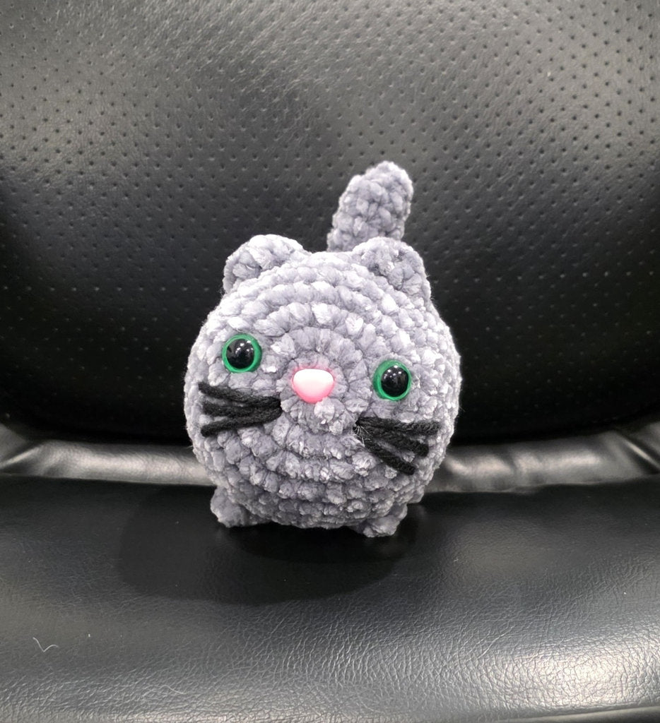 Grey Velvet Cat Plush – Handmade Crochet Kitty