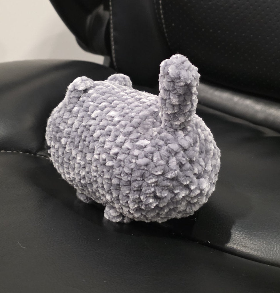 Grey Velvet Cat Plush – Handmade Crochet Kitty