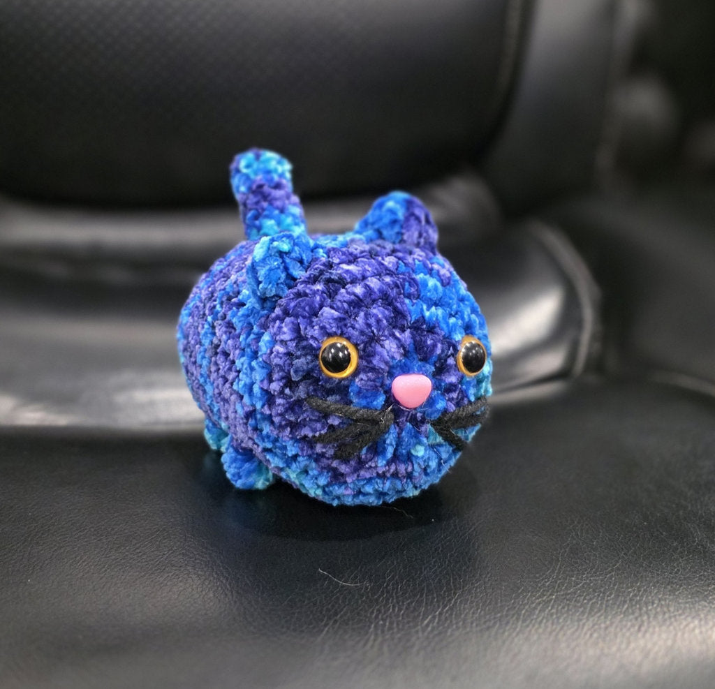 Grey Velvet Cat Plush – Handmade Crochet Kitty